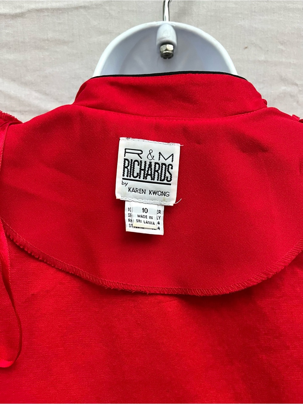 Vtg R&M Richards Red Mandarin-Style Women's Jacket Frog Closures Sparkle Knit - Picture 7 of 8